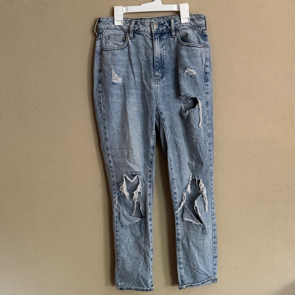 PacSun Light Blue Distressed Straight Leg Jeans